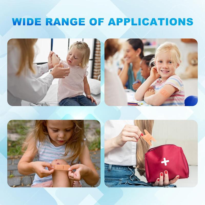 80-Pack Assorted PE Flexible Adhesive Bandages - Waterproof, Breathable with Cushioned Pad, Wound Care for Fingers & Knuckles