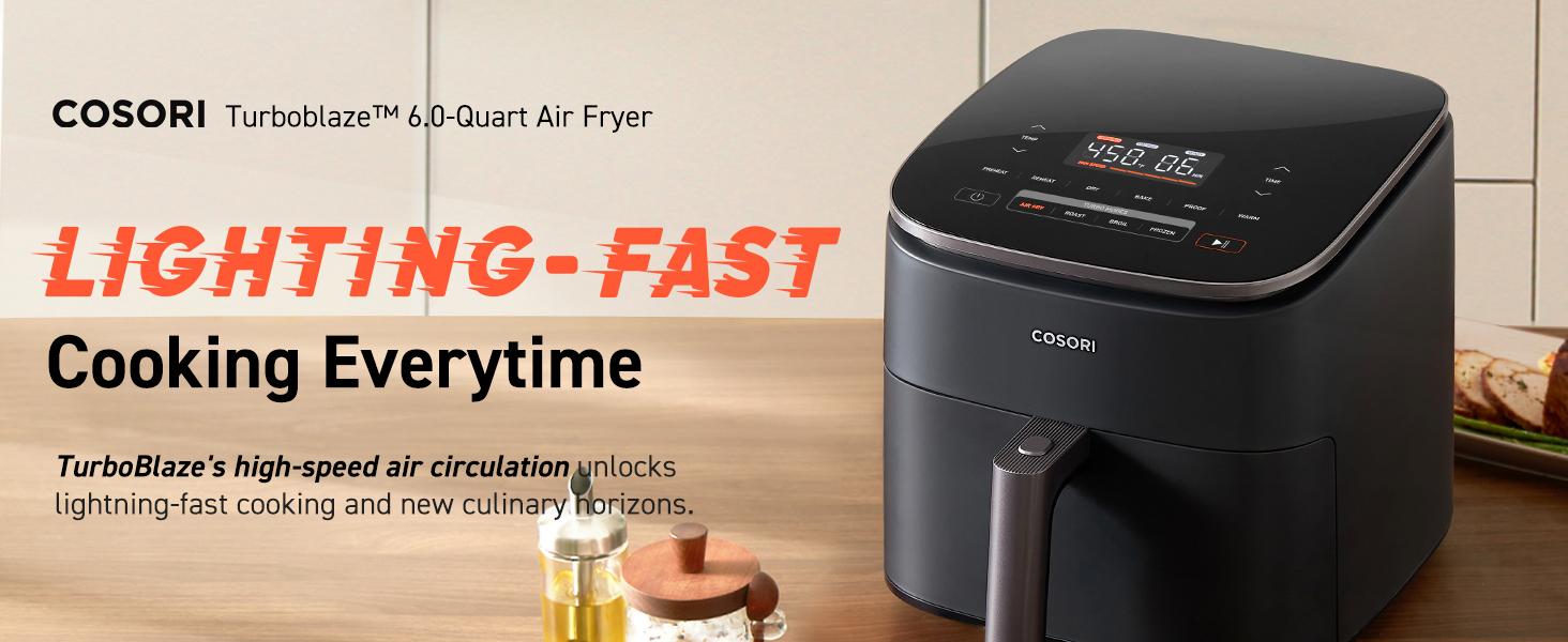 COSORI Air Fryer TurboBlaze 6-Qt Compact, 9 Functions, 5 Speeds, Healthy Ceramic Coating, Nontoxic, 95% Less Oil, Fast & Crispy Cooking, Easy to Clean, Recipes COSORI Air Fryer TurboBlaze 6-Qt Compact, 9 Functions, 5 Speeds, Healthy Ceramic Coating, Nontoxic, 95% Less Oil, Fast & Crispy Cooking, Easy to Clean, Recipes