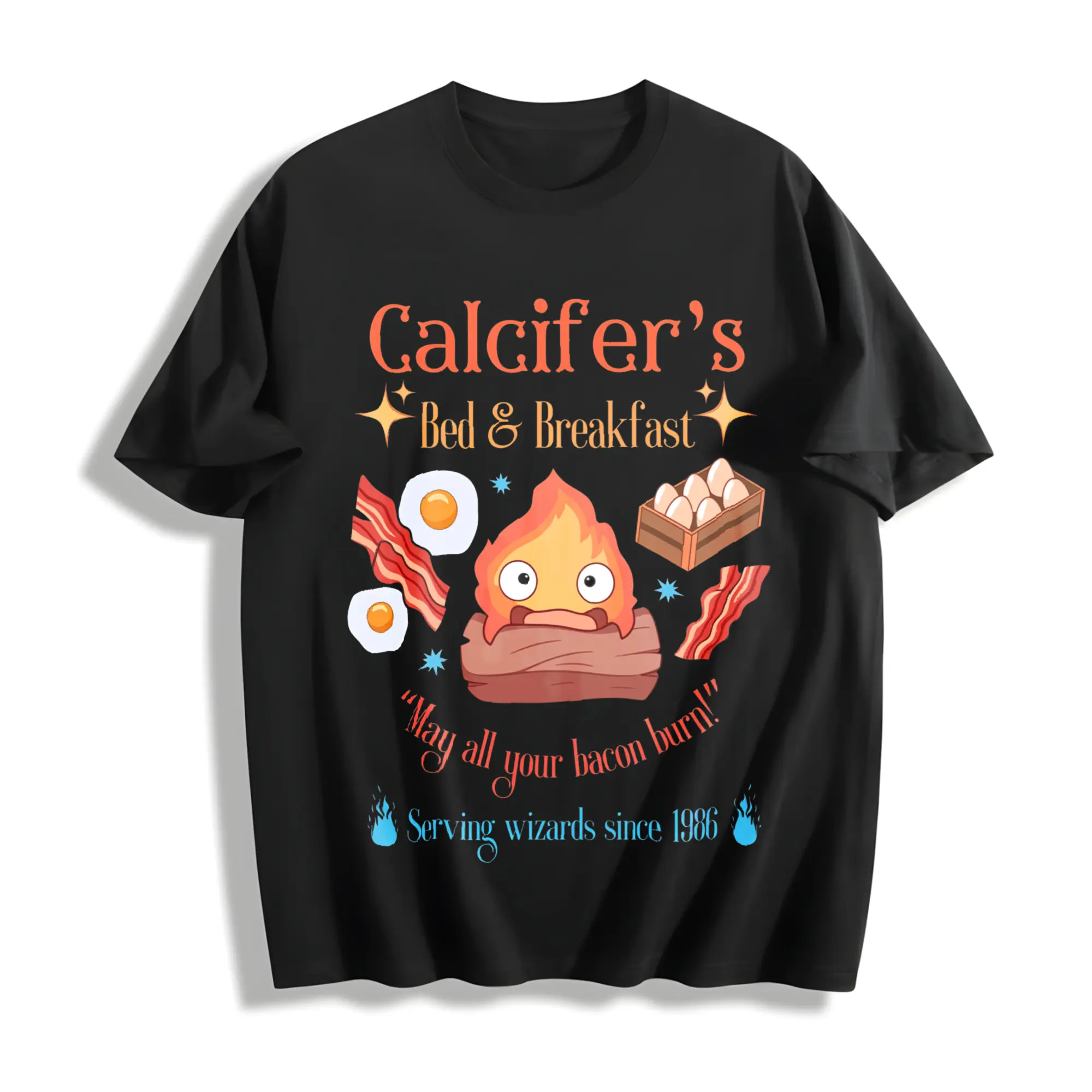 Howl’s Moving Castle Inspired Calcifer's Bed & Breakfast Unisex Softstyle T- Shirt , Anime Shirt, Howl and Sophie Shirt