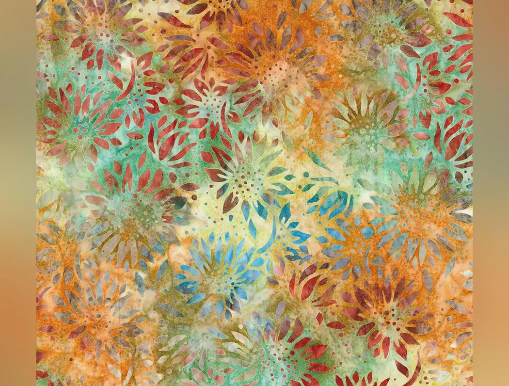 Buzzy Bee | Flower - Rust Multi by Banyan Batiks | 83642-58 | Batik Cotton Fabric