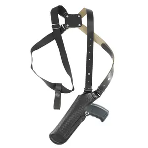 ALIS400 Basketweave Leather Vertical Shoulder Holster Fits Colt Ruger Taurus 1911 Clones Beretta Revolvers 4" Handmade!