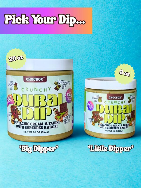 Chocbox Dubai Dip & Cookie Butter Crunch - Pistachio Cream & Tahini Mix / Cookie Butter + Crunchy Kataifi - 8oz & 20oz