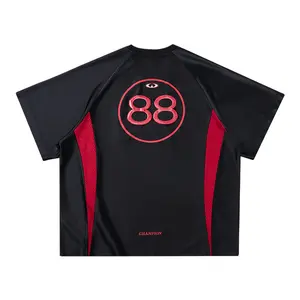 Inflation Oversize Fashion Streetwear Color Block Vintage Jersey Short Sleeve Tee 2026 Spring Summer New Arrival, Trendy American Sport Patchwork Raglan T-Shirt