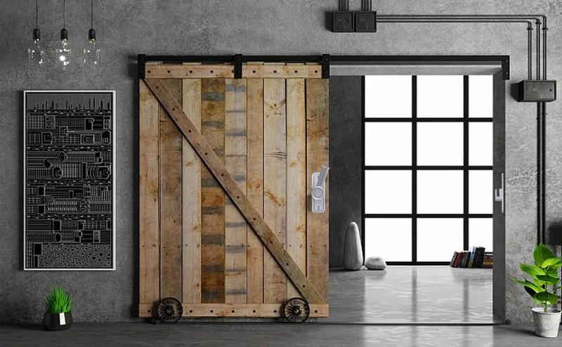 Barn Door Lock Latch, 90 & 180 Degree Heavy Duty Barn Door Latch Hardware Barn Door Locks and Latches Sliding Door Lock Home Safety Gate Locks Fit for Garage, Garden, Bathroom, Cabinet(Black)