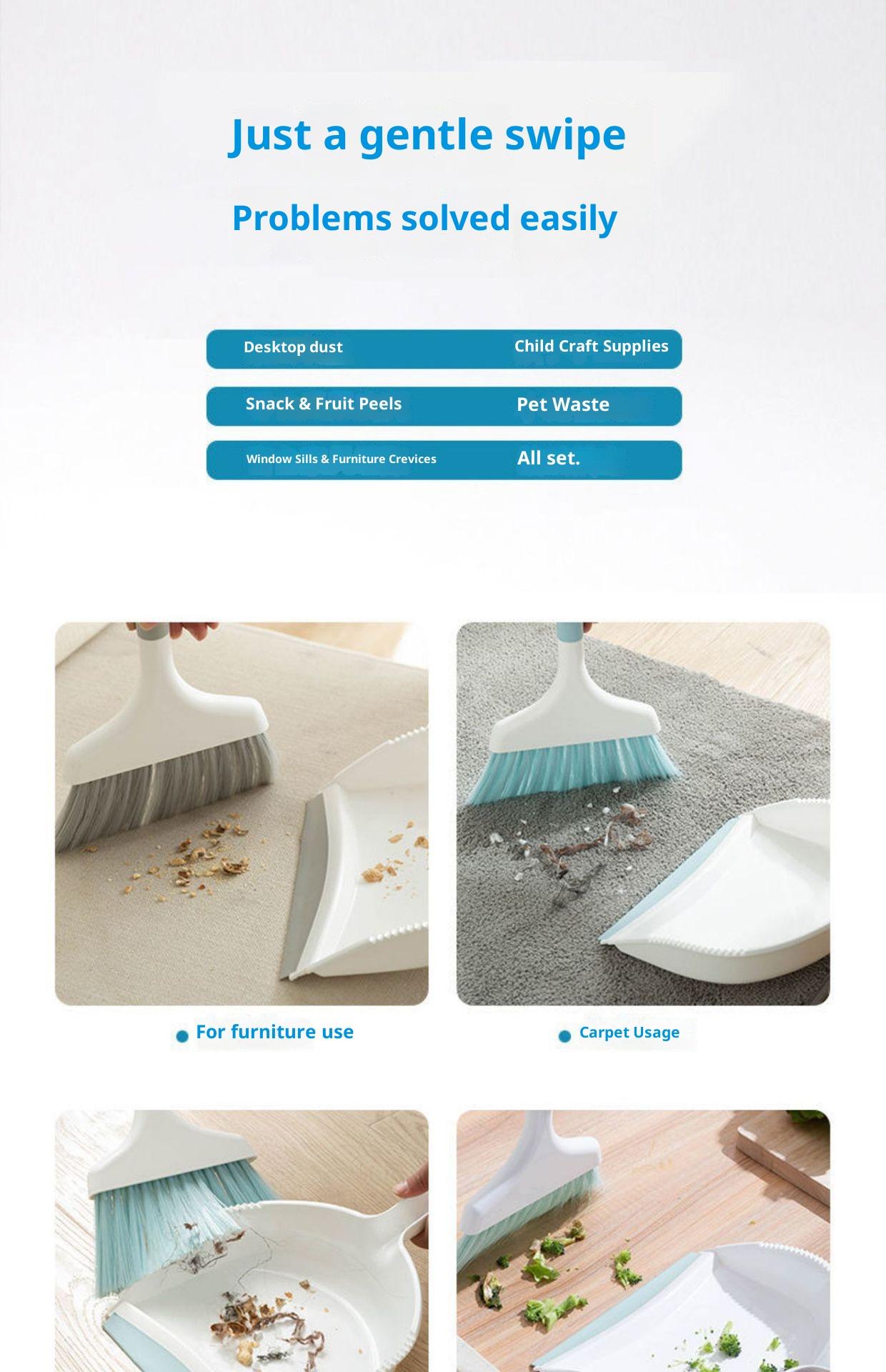 A must-have cleaning tool for home, this creative desktop broom and dustpan set is perfect for cleaning dirt from corners and narrow spaces Brush