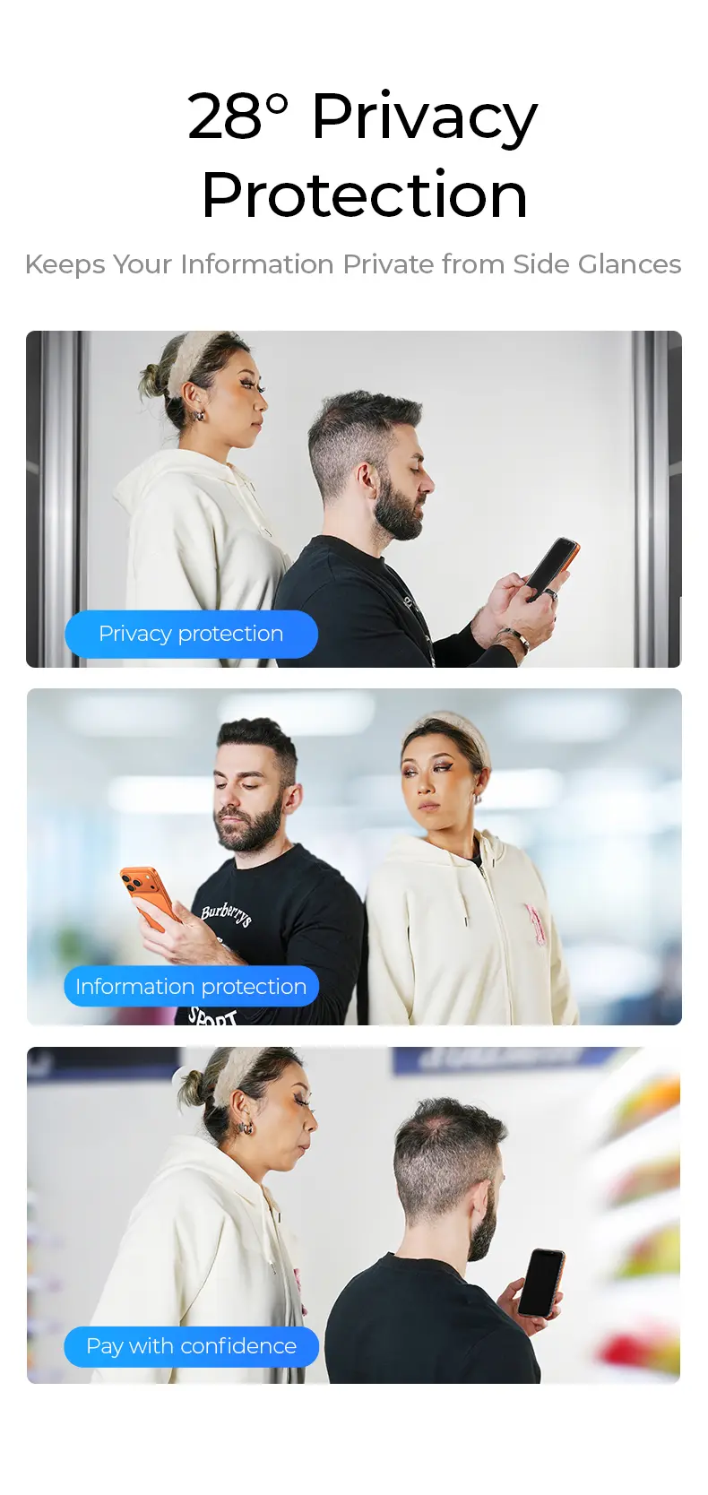 MAGIC JOHN 2-Pack Real Glass Privacy Screen Protector for iPhone, Samsung, Google Phones - Bubble-Free, Scratch-Resistant, Ultra-Smooth Touch, Circular Polarized Eye Protection, Dustproof, Easy Installation, Tempered Protective Phone Accessories