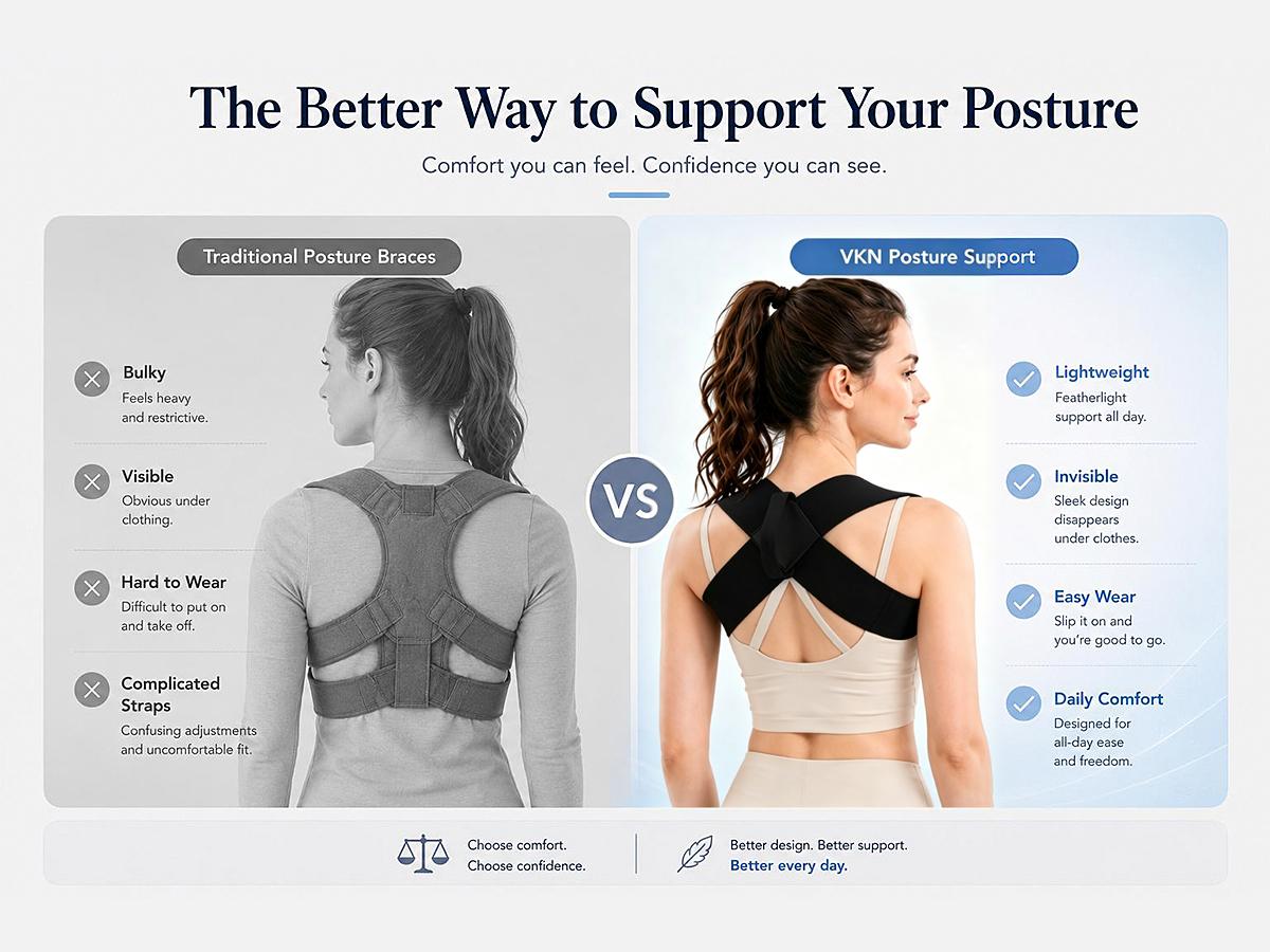 VKN Shoulder Straps - Posture Support Straps for Men & Women – Elastic Back Support, Straight Back Support, Use at Home or in Office (S-XXL)