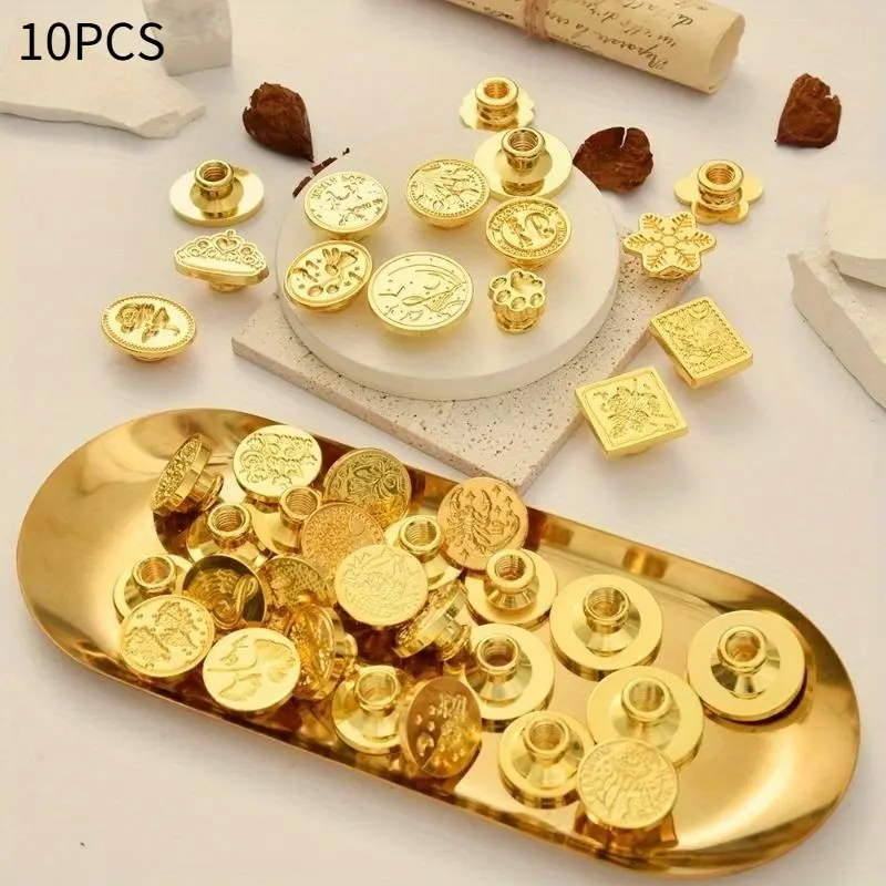 10pcs Fire lacquer wax random relief seal retro style decoration self-adhesive invitation letter envelope love letter seal sticker fire lacquer seal does not repeat the style