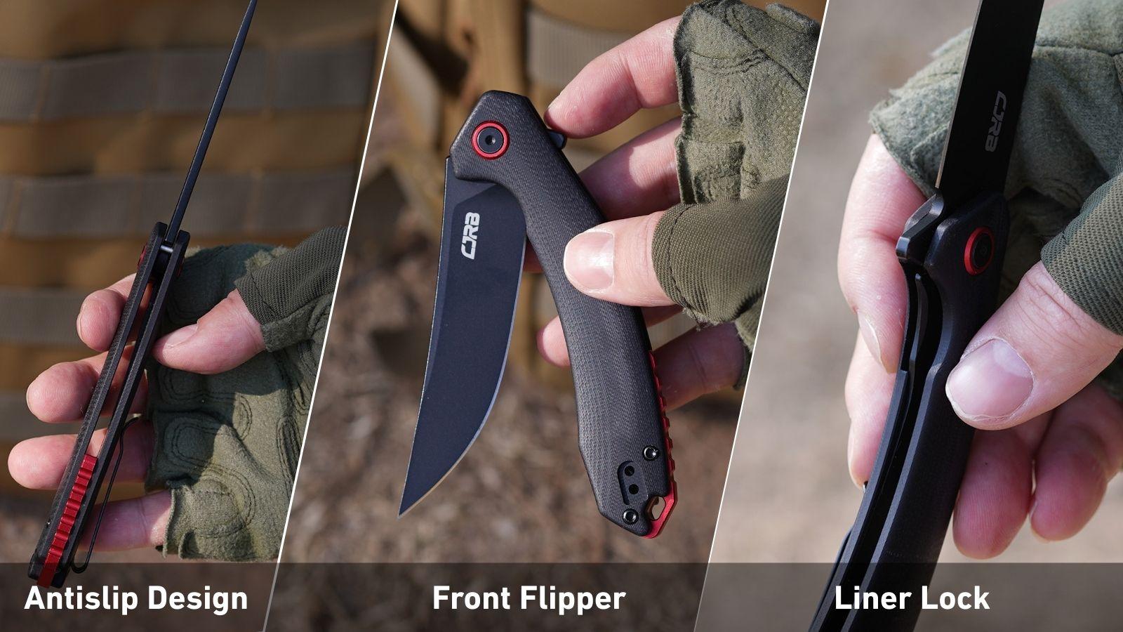 Cjrb Gobi Tool Knife J1906 AR-RPM9 Steel Blade G10 Handle Folding Knives, Stainless Steel Pocket knife for Man, Camping and Emergency Survival Gear