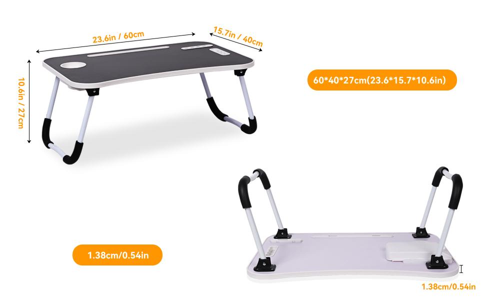 Laptop Bed Desk, Portable Foldable Laptop Table, Lap Desk Tray Table with 4 USB Ports, Storage Drawer and Cup Holder, for Bed/Couch Working, Reading