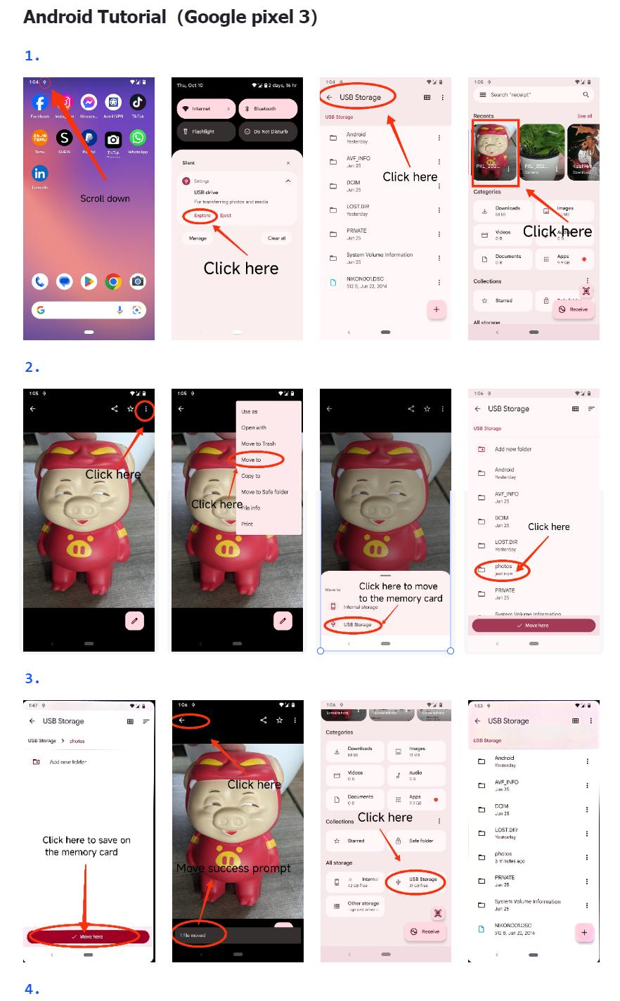 SEALIGHT Multi-Port Memory Card Reader，4 in 1 SD/TF/USB OTG Adapter for iPhone 15/14/13/12/11 Pro/Pro Max, Android, iPad, Laptop with Type C, USB C, Lightning, Plug & Play, Record Memory Gift (No App Required)