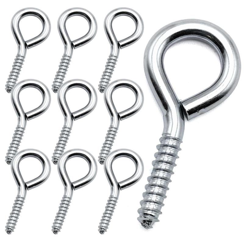 Jeffers Steel Wire Eye Hook Screws for Barn & Stable, 10 Pack