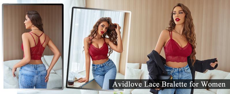 Dealsforyoudays - Avidlove Lace Bralette for Women V Neck Camisoles Racerback Adjustable Strap Crop Top Dealsforyoudays - Avidlove Lace Bralette for Women V Neck Camisoles Racerback Adjustable Strap Crop Top