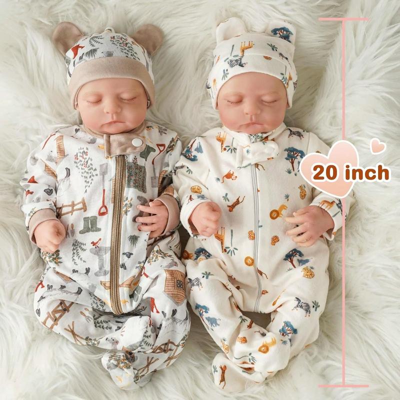 BABESIDE Lifelike Reborn Baby Dolls Twins, 17 /20 inch Soft Vinyl Limb Cloth body Dolls Realistic Newborn Real Life Baby Boy Girl Dolls with Clothes and Pacifier Toy Gift for Kids Age 3+