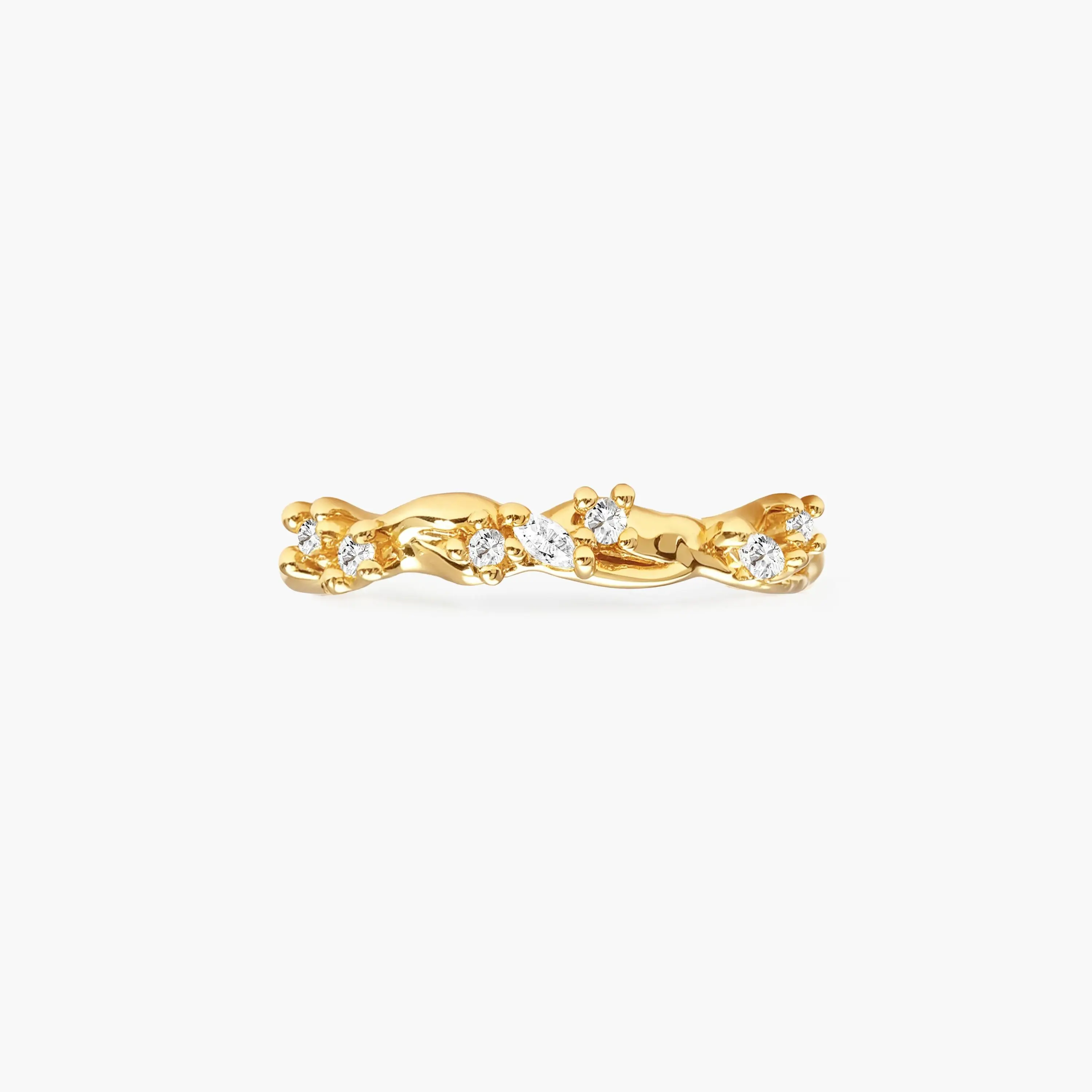 en route Moonlit Ivy Ring, Brilliant Leaf Design with Sparkling CZ Accents, Perfect for Daily Elegance and Layering