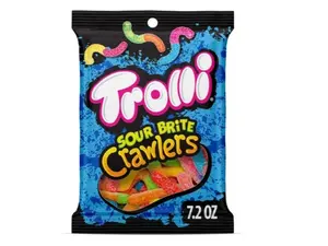 Sour Brite Crawlers Candy, Cherry-Lemon, Strawberry-Grape & Orange-Lime, Sweet and Sour, Gummy Worms, 7.2 oz