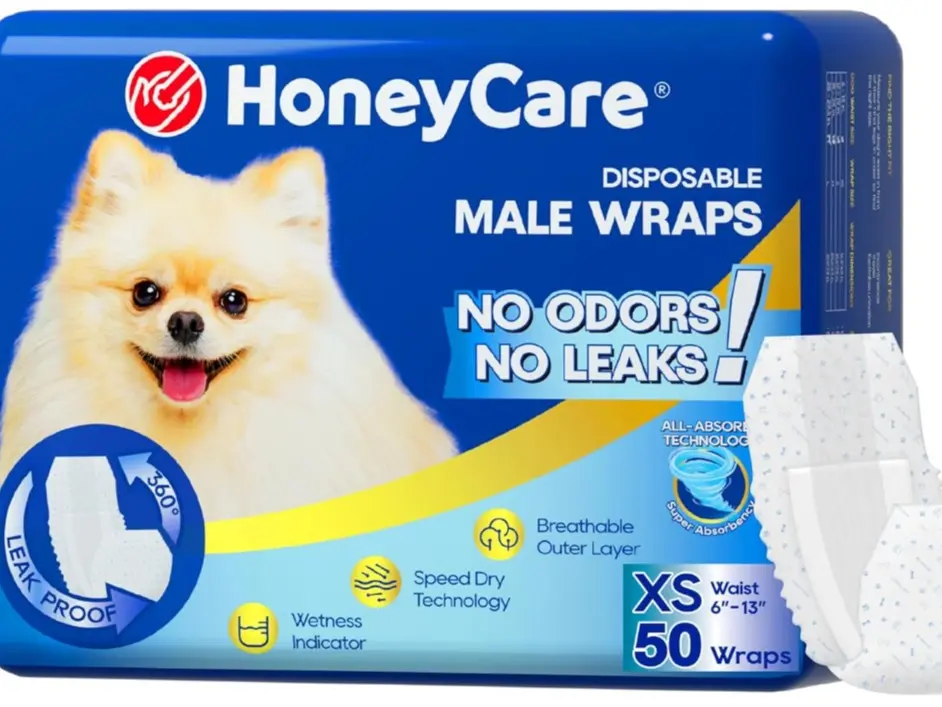 HONEY CARE All-Absorb A27 Male Dog Wrap, 50 Count, Extra Small