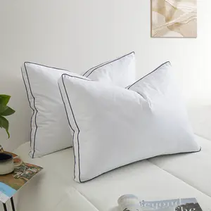 PEACENEST 2 Pack 100% Goose Feather Pillows 1.5-inch Gusset for Side Back Sleepers Soft Comfortable Bedding