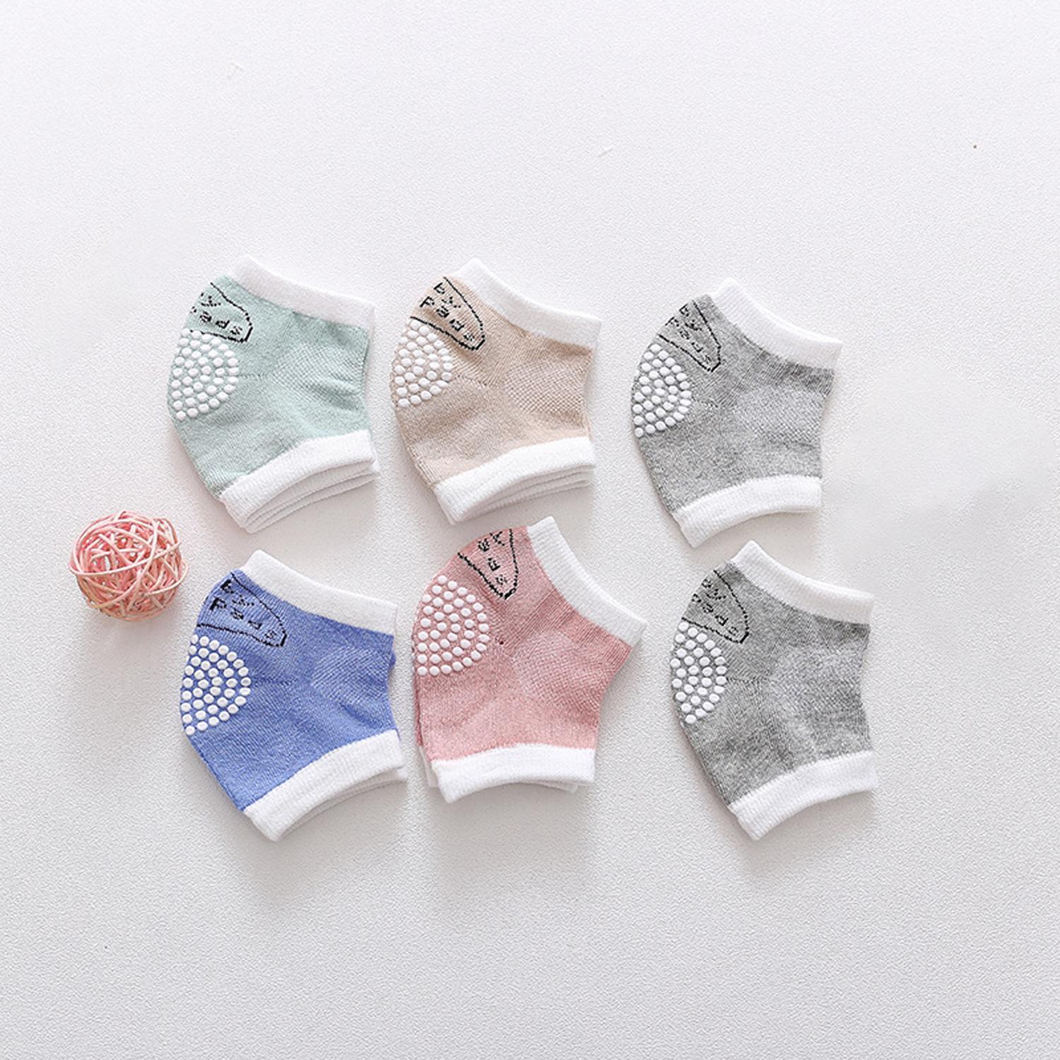 6 pairs of baby crawling non-slip knee pads for boys and girls cartoon elastic toddler solid color knee pads four seasons warm accessories baby gifts baby knee pad baby  knee  pads