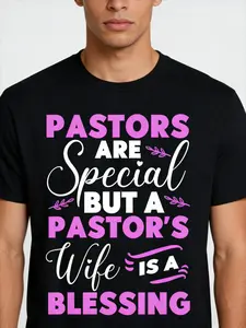 Funny Pastor Wife Appreciation Preacher Wife Christian T-Shirt, Unisex cotton casual round neck outdoor short sleeve t-shirt with slight stretch, Men's summer clothes, slightly elastic, 100%cotton, S-XXXL