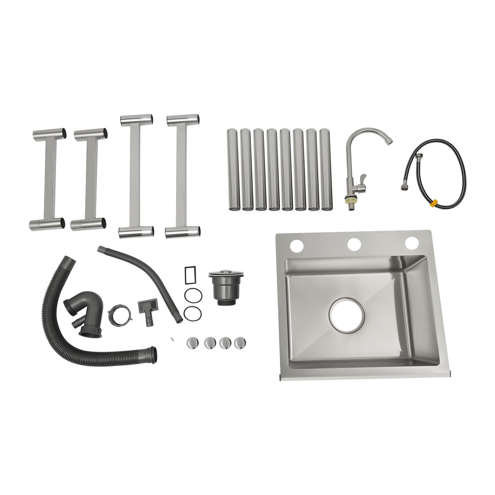 CNCEST Stainless Steel Utility Kitchen Sink Freestading with 360° Rotatable Faucet Portable Sink Large Basin Quick Draining Anti-Condensation Floor Mounted Utility Sink Household