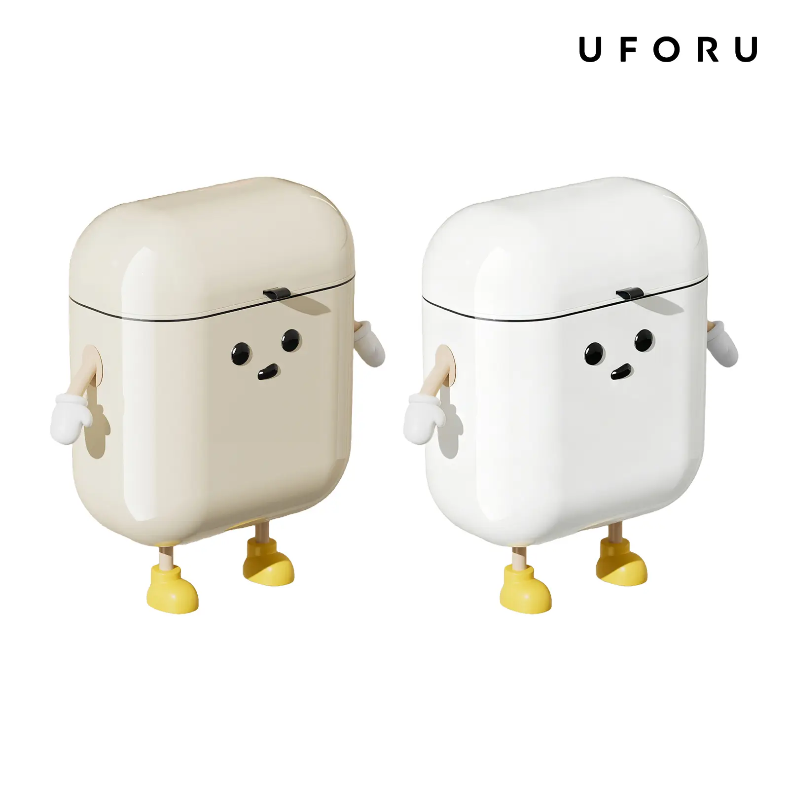 UFORU 3.2 Gallon/12L Hanging Trash Can with Lid, Cute Cartoon Cabinet Door Garbage Bin, ABS Plastic Small Trash Can for Kitchen, Bathroom, Office, RV and Apartment#SummerWins#DFYD