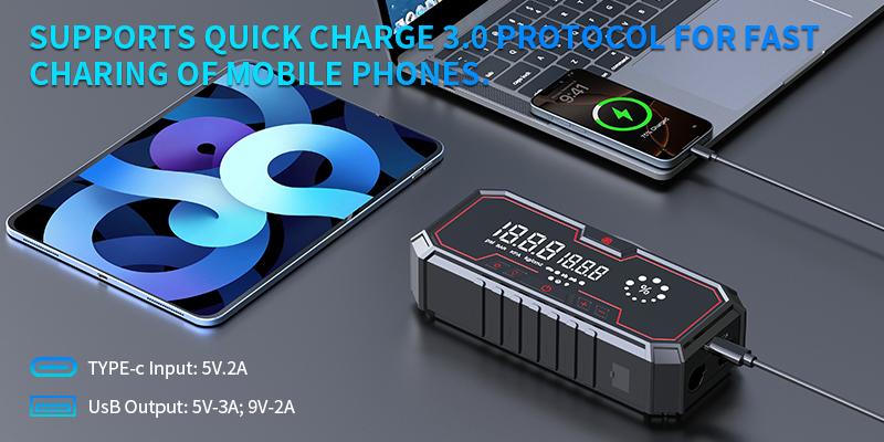 Kapeezi 12000A (All Gas, 12L Diesel) Portable Car Jump Starter with Air Compressor, Blower All-in-One, portable power bank with 160PSI Tire Inflator, Car Battery Jump Starter Multi-Function Vehicle battery jump pack Automotive Tool Kit Kapeezi 12000A (All Gas, 12L Diesel) Portable Car Jump Starter with Air Compressor, Blower All-in-One, portable power bank with 160PSI Tire Inflator, Car Battery Jump Starter Multi-Function Vehicle battery jump pack Automotive Tool Kit