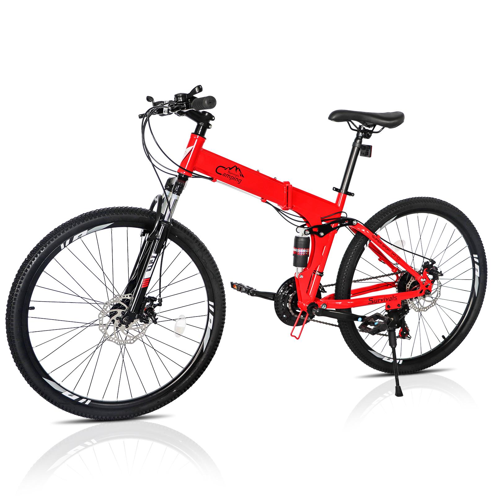 CampingSurvivals 26" 150kg 21-speed Shimano high-carbon steel tri-blade foldable mountain bike