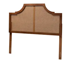 Baxton Studio Risha Ash Walnut Wood and RattanQueen Headboard