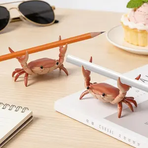 Funny Design Realistic Crab Shaped Pen Holder, 1 New Creative Cute Crab Pen Holder Weightlifting Crabs Penholder Bracket Storage Rack Gift Stationery