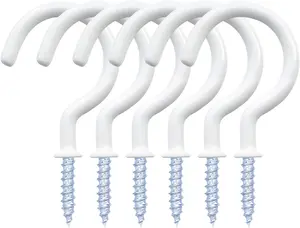 12 Pack Vinyl Coated Ceiling Hooks,Screw-In Mug Hooks,Multi-Function Wall Hooks Kitchen Hooks Cup Hooks for Indoors Outdoors (White, 1-1/4 Inch) yuntop