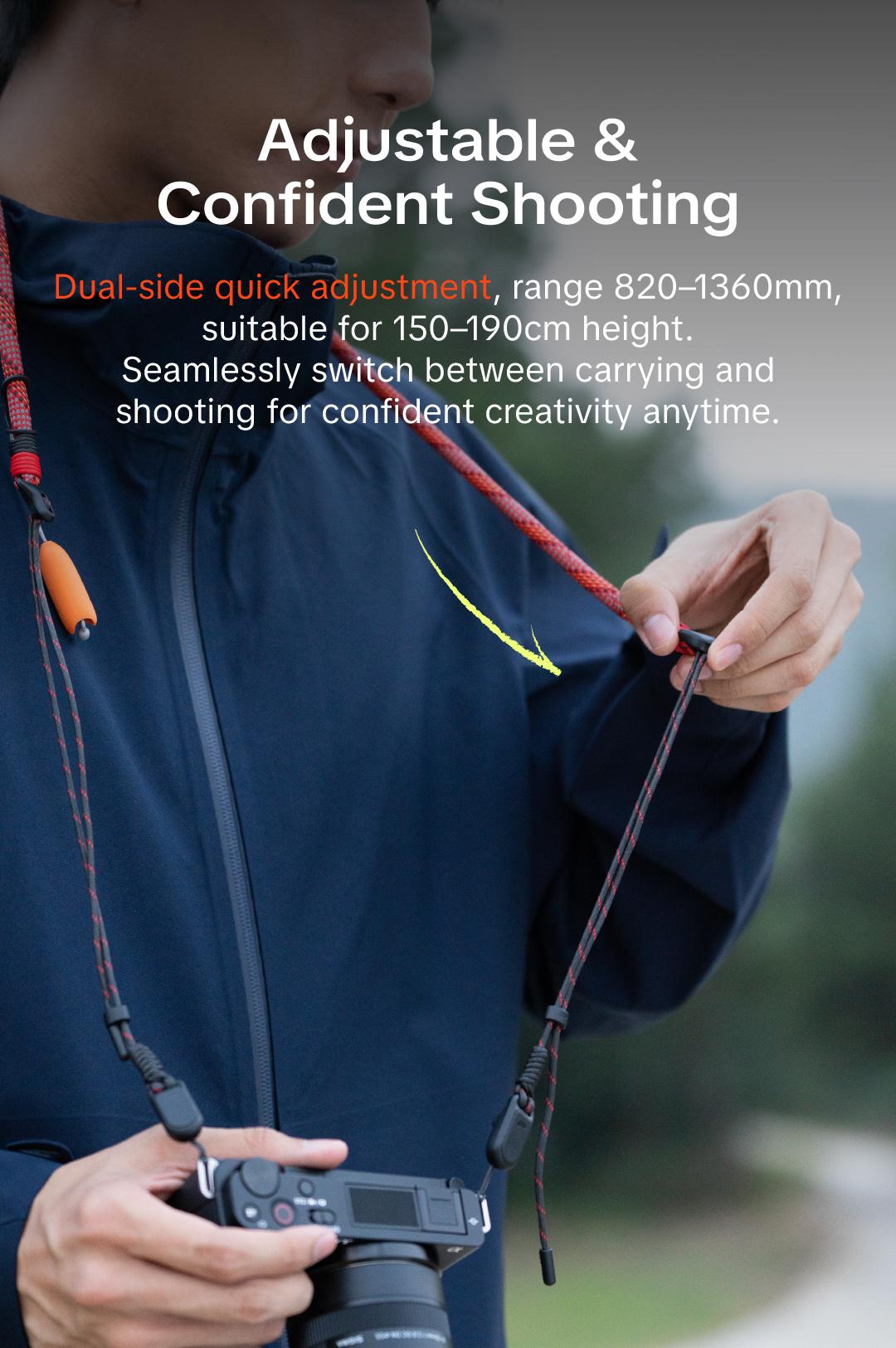 PGYTECH Camera Strap Slim for Mirrorless - Leather Harness Quick Release Adjustable Camera Neck Shoulder Strap for Compact Camera, Instant Camera and Smartphone