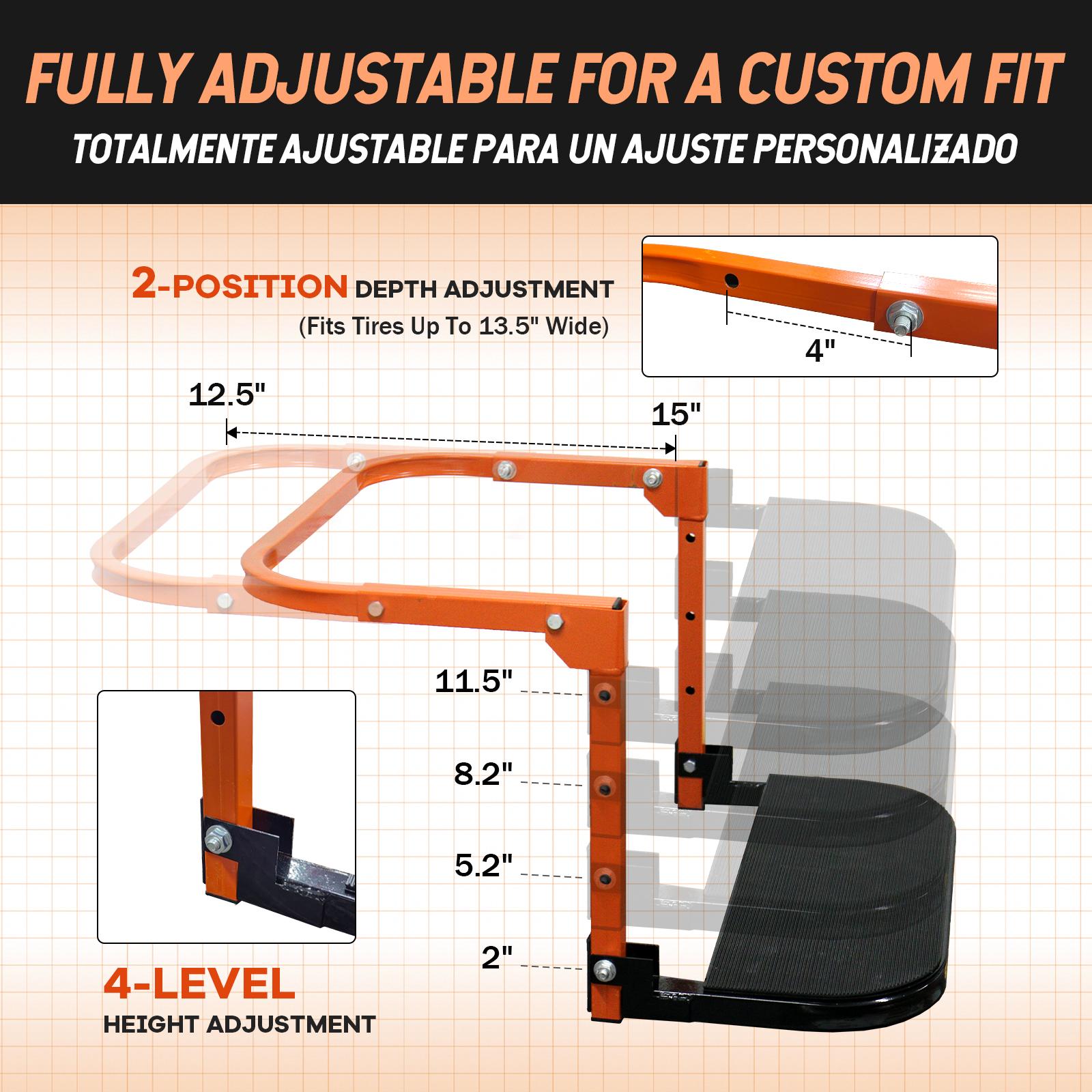 Sekam Adjustable Tire Step for Pickup Trucks & SUVs Heavy-Duty Folding Climber Step Fits 12.5"–15" Tires 350 lbs Capacity Must-Have Truck Accessory