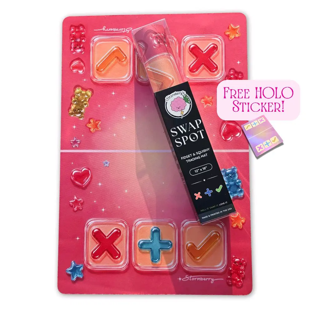 SWAP SPOT Gummy Gloss Fidget Trading Mat • Kawaii Squishy Trading Mat 12x18 • Glossy Gummy Bear Candy • Small Batch Trade Pad