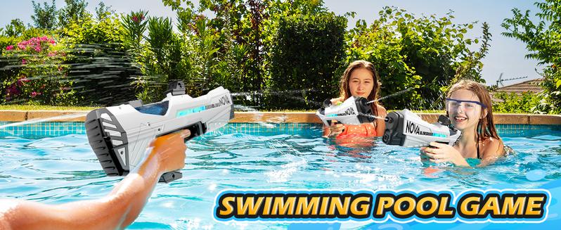 Skirfy Electric Water Toys, Automatic Water Suction with 19-32Ft Shooting Range, Battery Powered Waterproof Water Toy, Pool Beach Outdoor Party Toys Skirfy Electric Water Toys, Automatic Water Suction with 19-32Ft Shooting Range, Battery Powered Waterproof Water Toy, Pool Beach Outdoor Party Toys
