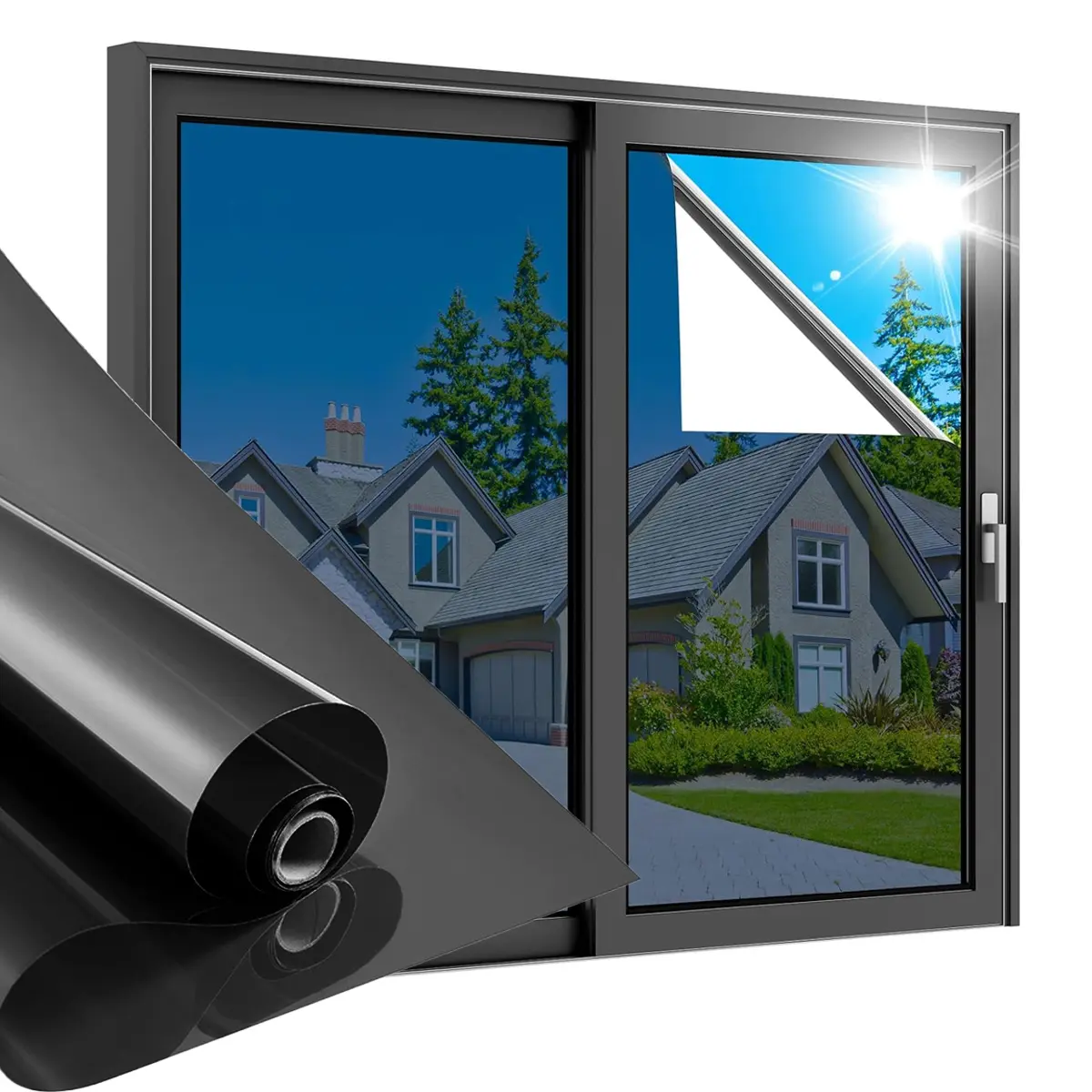 Upgraded Black Silver Window Sticker – 40"x3M Heat & Sun Block Film for Home & Car Privacy