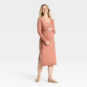 Long Sleeve Wrap Midi Maternity Sweater Dress - Isabel Maternity by Ingrid & Isabel