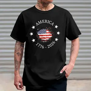 America 250th Anniversary Shirt Patriotic USA Flag Tee 4th of July Independence Day Gift Short Sleeve Cotton T-Shirt for Summer