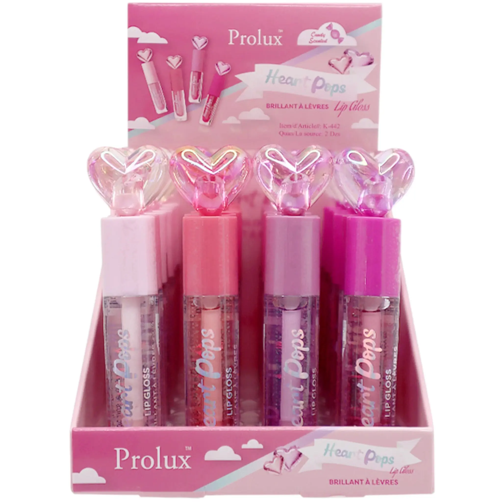 Brillo Labial Heart Pops Prolux - Venta al por Mayor Display 24 Unidades (K-442)