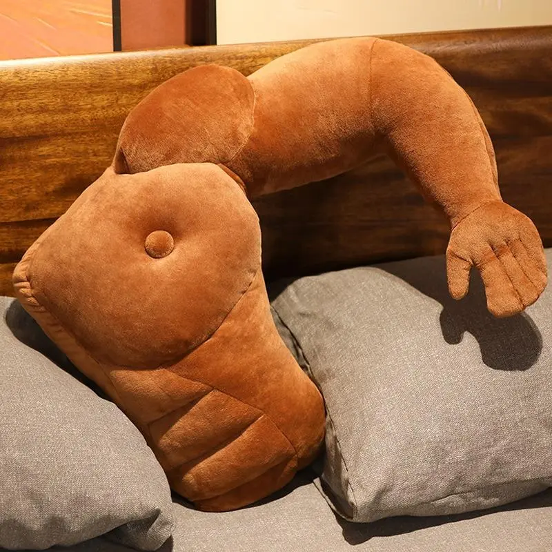 80x60cm (31.5x23.6in) Body-Shaped Muscle Man Car Neck Pillow, Soft and PP Filling, Neck Support, Pillows for Sleeping, Cute and Fun Design Husband Cuddle Companion
