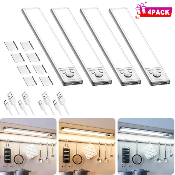 Under Cabinet Motion Sensor Lights, 1500mAh USB Rechargeable Magnetic Dimmable Indoor Night Lights, Kitchen & Closet Essential, Father’s Day Gift #Summervibes