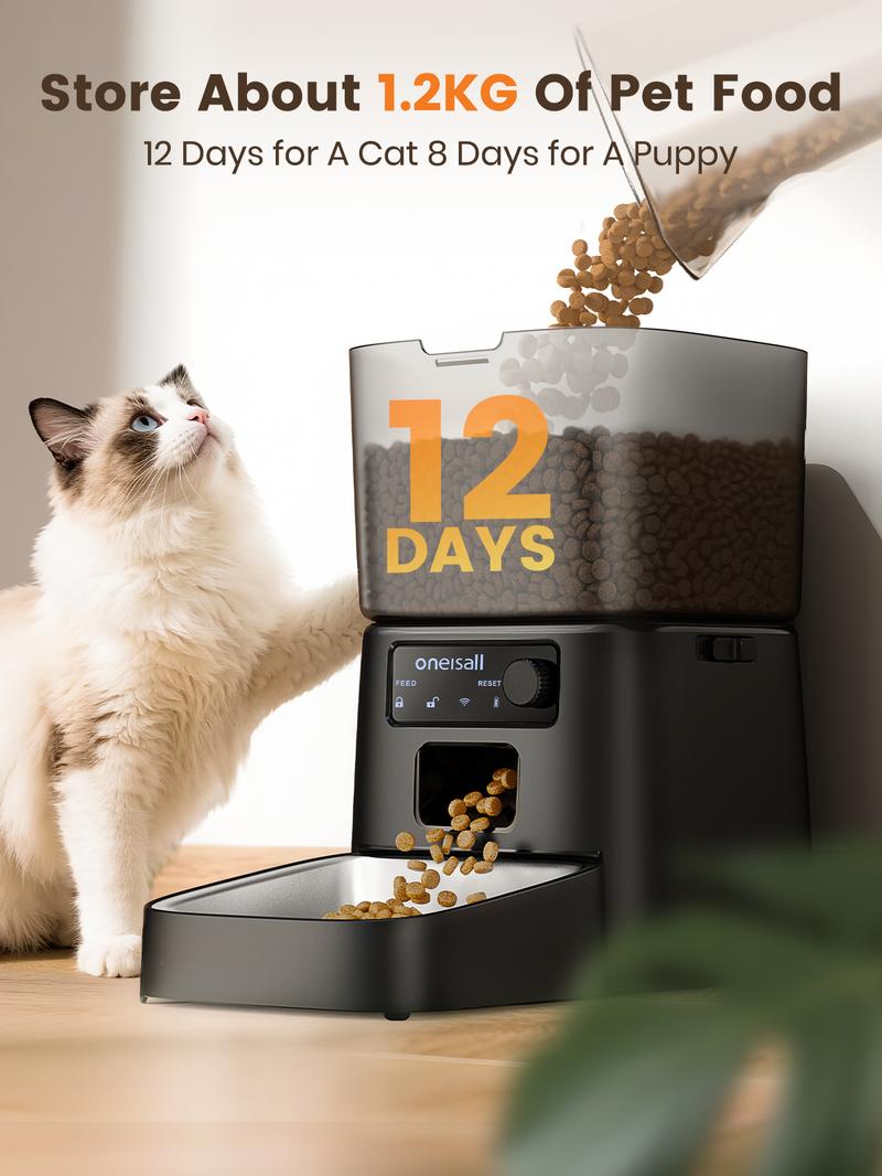 oneisall  Smart  Pet  Feeder, 3.5L Automatic Food Dispenser for Cats, dogs，Small Pets Indoor, Timed and quantitative dry food cat feeder kibble, feeding