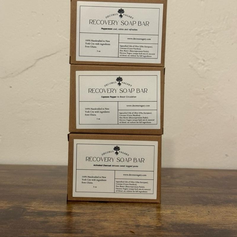 Decorus Vagary Recovery Soap Bars - 3 Pack - Peppermint Cool Calm Refreshes, Cayenne Pepper for warming sensation and & Activated Charcoal detox