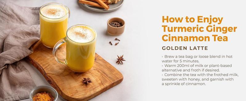 Premium Turmeric Ginger Cinnamon Tea - 100% Handmade Eco-conscious Bags No Sugar No Caffeine No Gluten Vegan Herbal Beverage