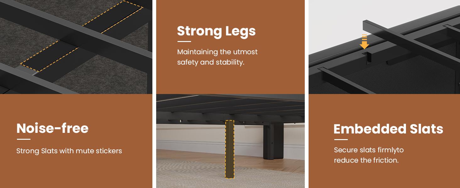 Sikaic LED Bed Frame with Storage Headboard 4 Drawers and Charging Station Leather Upholstered  Button Tufted Platform Bed Frame No Box Spring Needed Black PU