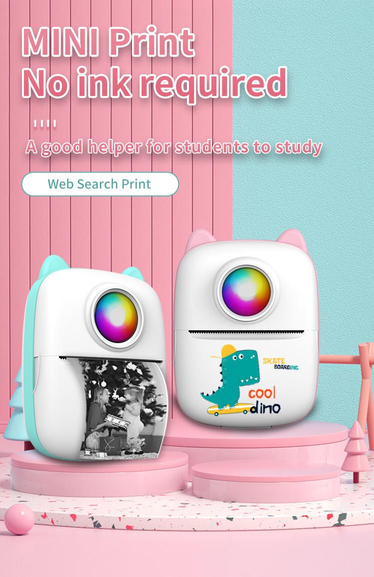 Mini Picture Printer, Portable Printer, Pocket Sticker, Receipt Printer, 203 DPI Resolution, Multifunctional Printer with 1000mAh Battery for Journal, Notes, Photo