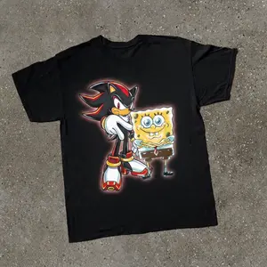 Shadow The Hedgehog Crossover T-Shirt, Sonic Adventure Shirt, Parody Cartoon Graphic Tee, Y2k Shirt, 2000s Shirt, Vintage T-Shirt, Unisex Vintage Graphic Tees Gothic Grunge Y2k Emo Scene Amity Affliction Style Clothes Men Women Streetwear