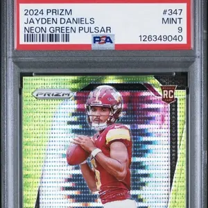 2024 Prizm Jayden Daniels #347 Neon Green Pulsar Rookie Card PSA 9