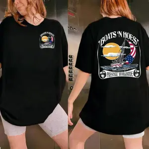 Boats n Hoez Summer Step Brothers Movie Shirt Fitted Crew Neck Short Sleeve Casual Top for Him Gifts Breathable Cotton Streetwear