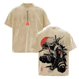 Kakashi Hatake T-Shirt Naruto Anime Vintage Washed Tee Sharingan Ninja Graphic Shirt Oversized Japanese Streetwear Dark Aesthetic Manga Top Unisex Casual Anime Fashion 100% Cotton Garment Dyed Super Soft Pre-Shrunk